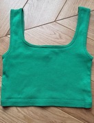 Zielony bawelniany crop top / Green cotton crop top / SinSay / XS