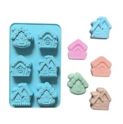 DOMEK 6 gniazd Bożonarodzeniowa forma silikonowa do Pieczenia Monoporcje 