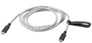 Kabel przewód mocny USB-C 100W 5A 1,5m 480Mb/s szybki RUNDHULT biało-czarny
