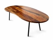 Stolik kawowy dębowy z litego drewna / loft / nowoczesny / metalowe nogi