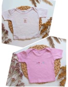Zestaw koszulek t-shirt różowe 80 kwiatki bawełniane krótki rękaw