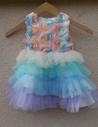 sukienka z ewektem wow 9- 12 miesięcy 74 80 bal wesele kwiaty