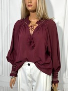 ZARA bluzka boho burgund 100% bawełna r. M L