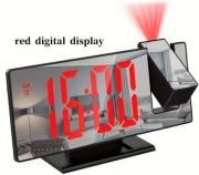 Budzik LED z Projektorem | Duży Wyświetlacz | Obrót 180°, USB, Drzemka