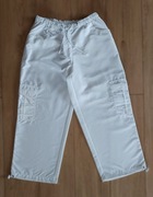 Materiałowe spodnie bojówki rybaczki 7/8 białe Bonprix M/38 L/40