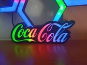 Podświetlany led napis Coca-Cola RGB LED | Dekoracja 3D | Lampka na biurko