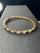 Piękna złota bransoleta z szafirami i diamentami 21,52g