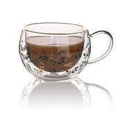 Szklanka termiczna świąteczna podwójne dno wzór złoty zielony 280 ml Nowa