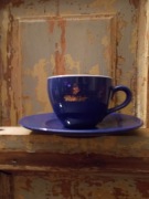 Stara Porcelanowa Filiżanka-Tchibo-Granatowa-PRL-Vintage