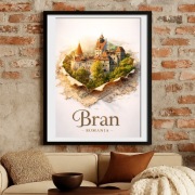 Rumunia - Zamek Bran -  Miniaturowa Diorama - plakat retro 40x60cm