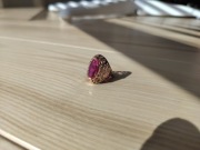 pierścionek z rubinem syntetycznym złoto próba 585