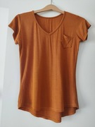 Miedziana pomarańczowa koszulka krótki rękaw XS S