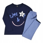 Piżama dziewczęca granatowo niebieska na długi rękaw roz. 128
