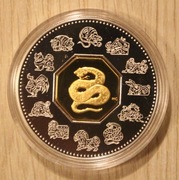 ROK WĘŻA 15 $ DOLARÓW 2001 KANADA , 1 OZ, 1 UNCJA, 999, ETUI + CERTYFIKAT 