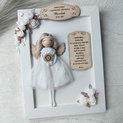 Anioł Stróż w ramce z modlitwą, Pamiątka I Komunii Św.