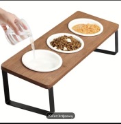 Podwyższony stojak na miski 3 szt ceramiczne w zestawie dla kota psa 