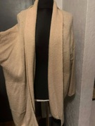 ZARA sweter kardigan wdzianko narzutka z wełną i moherem oversize duże beż