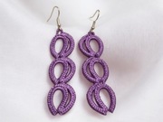 Długie haftowane kolczyki a'la łańcuszek - kolor odcienie fioletu
