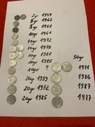 Polska PRL 2gr,5gr,10,gr,20gr,50gr   -sestaw