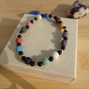 Bransoletka Lawa wulkaniczna Obsydian czarny Rękodzieło