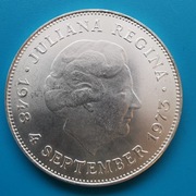 10 guldenów 1973 Holandia 25 lat panowania Juliany Srebro 0,720 waga 25 g