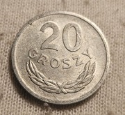 Moneta 20gr z roku 1973 ze znakiem mennicy 