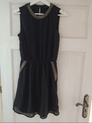 Sukienka Only 36 S mała czarna srebrne wykończenie na andrzejki sylwestra