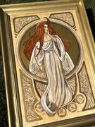 Obraz z serii "Secesja", Alfons Mucha, Sklejka, Art Nouveau, Złoto