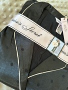 Satynowa piżama Victoria's Secret S czarna kropki komplet koszula spodnie