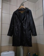 płaszcz damski płaszczyk XL kurtka skórzana damska czarna vintage skóra cla