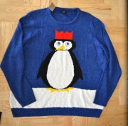 39* F&F  duży Świąteczny sweter Pingwin  3XL