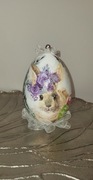 Duże 12 cm jajko wielkanocne decoupage, rękodzieło