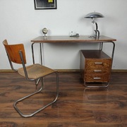 BIURKO Chrom Dąb ciemny brąz Bauhaus Art Deco 