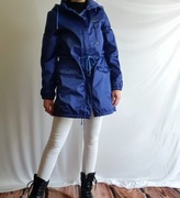 Kurtka Parka Damska Niebieska Metaliczna z Kapturem M 38 Brandslat