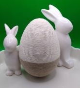 Jajko Egg Jajo styropianowe 15 cm sznurek ecru beż handmade