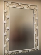Lustro w białej metalowej ramie - liście 108x75cm