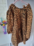 Sukienka na długi rękaw panterka cętki