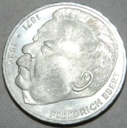 Srebrna moneta Niemcy - 5 Marek 1975 r. FRIEDRICH EBERT - Srebro