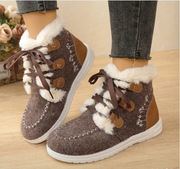 Brązowe zimowe buty ocieplane z kożuszkiem