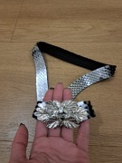 Pasek na gumce damski, kolor srebrny, rozmiar 80