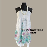 Sukienka gorset H&M biała spódnica bawełna kwiaty