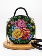 Ekskluzywna  torebka skórzana haftowana koralikami Handmade 