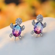 Piękne kolczyki-żółwiki z syntetyczną cyrkonią !Cudowne!