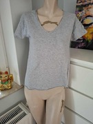 S 36 Orsay szary T-shirt bawełniany bawełna szara koszulka dekolt v basic 