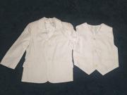 Elegancki komplet chłopięcy – marynarka + kamizelka – rozmiar 86 – beżowy