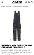 Musto MPX 2.0 Gore-Tex Pro Offshore SZTORMIAK Spodnie Żeglarskie Damskie L