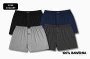Bokserki męskie luźne KENN PAUL 4-pak XL – 100% bawełna rozpinane na guzik