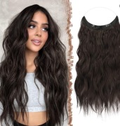 Nowe Włosy Halo FESHFEN 40cm Czarny Brąz | 4 Klipsy | Termoodporne NOWY