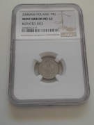 10 groszy 2000 Mint Error NGC MS62 destrukt menniczy