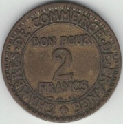 Francja 2 franki francs 1923 27 mm nr 1